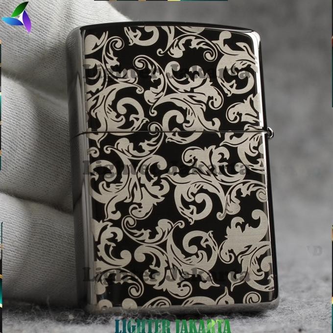 Korek Api Minyak Zippo Black Ice Hitam Light Motif Batik Polos 150