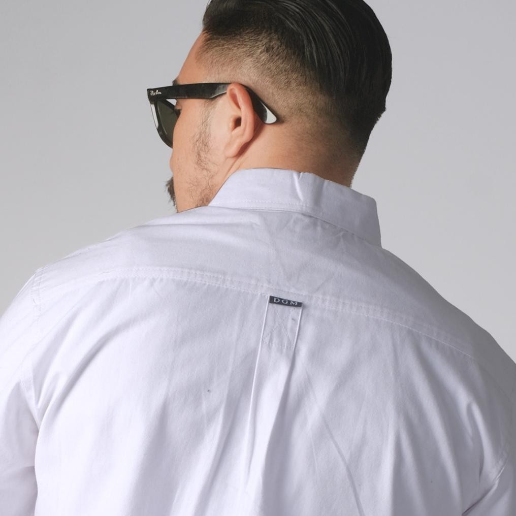 Berkualitas Dgm Kemeja Pria Polos Double Pocket Lengan Panjang Putih Workshirt Kemeja Kerja 2590 Pre