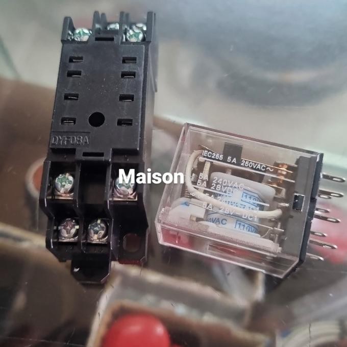 Relay My2N 110Vac + Socket / My2N 110V Ac New Stok