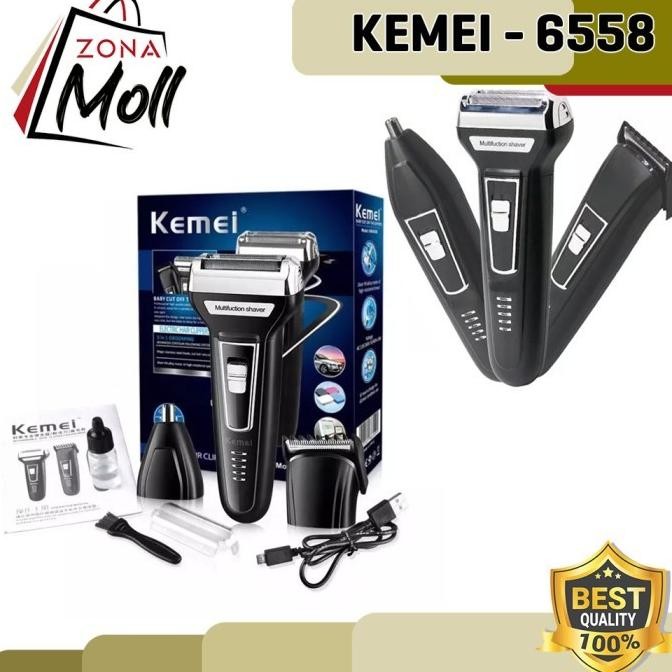 SALE ZM KEMEI KM6558 CUKURAN JENGGOT KUMIS ALAT MESIN CUKUR KM-6558 3 IN 1