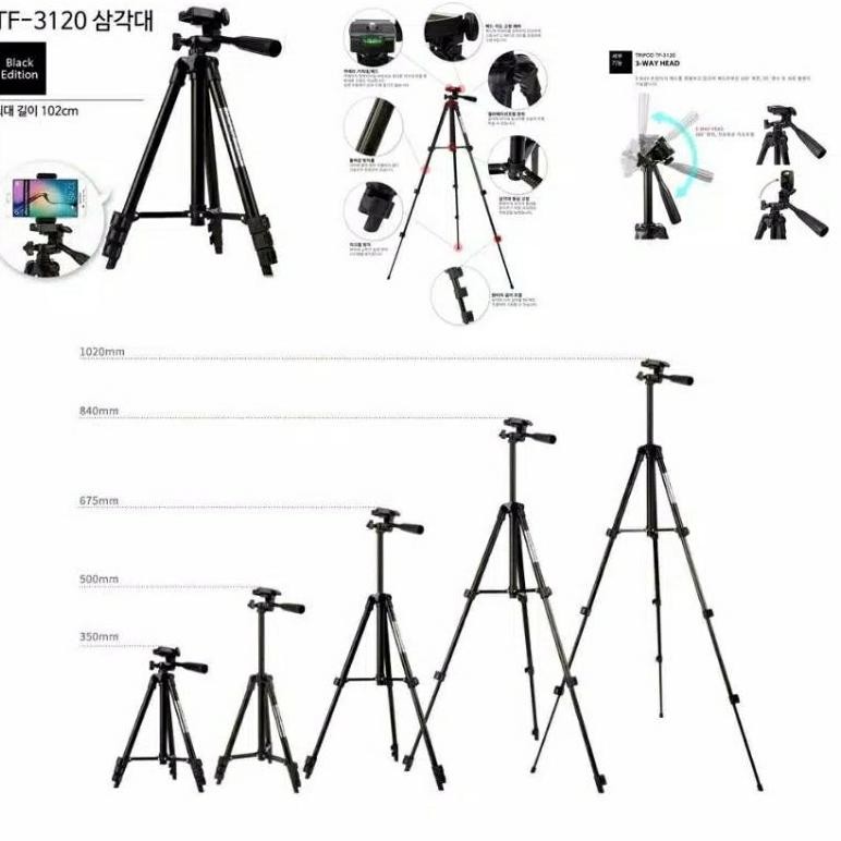 Tripod vloger Weifeng 3120 - Tripod HP dan Kamera Universal + Free Holder U dan Tas Tripod Dudukan K