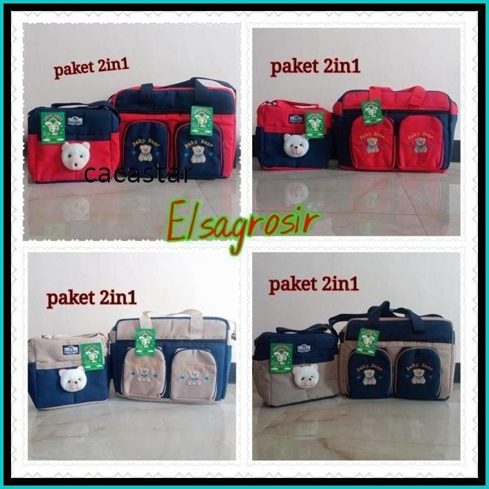 PAKET TAS BAYI BESAR DOBEL SAKU GRATIS TAS BONEKA BERUANG
