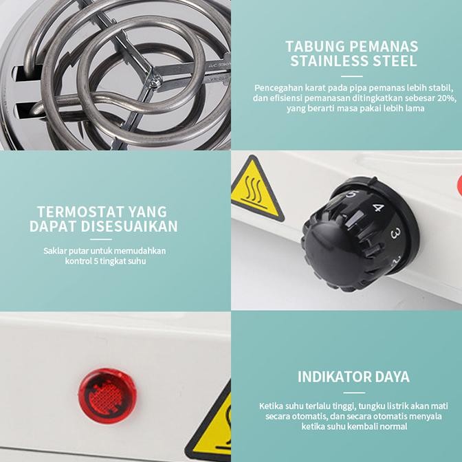 GM Bear Bundle Hemat Kompor Listrik 1573 + Wajan Kuali 30cm 1070 - Package Alat Masak