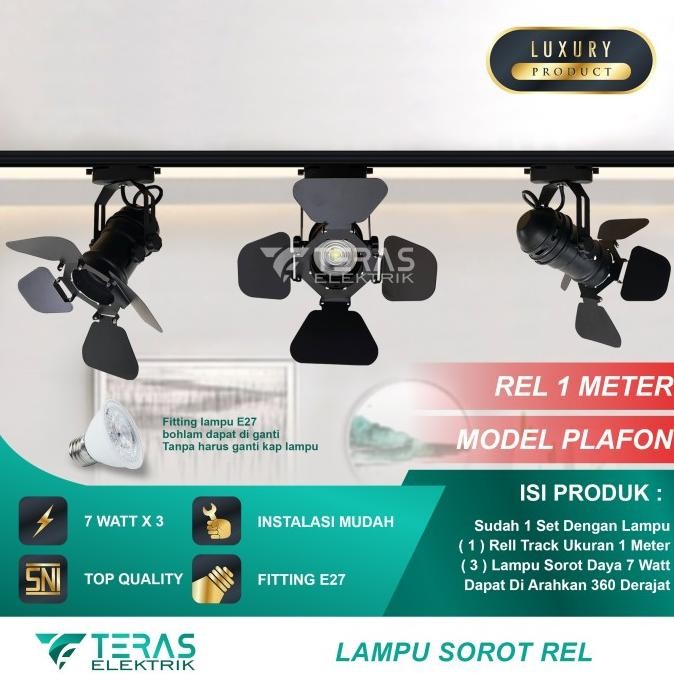 Promo Paket Lampu Sorot Rel 7 Watt Isi 3 Model Mini Studio Tracklight Studio