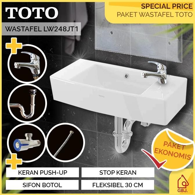 Sale Set Wastafel Toto Lw248Jt1 Komplit Paket Ekonomis / Wastafel Gantung