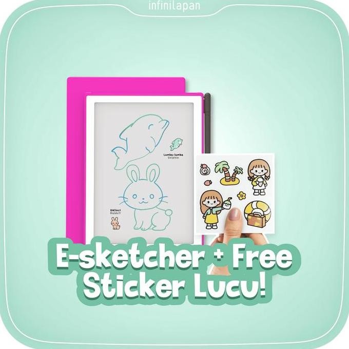 E-Sketcher Papan Gambar Cerdas + Kartu Panduan Menggambar | Drawing Writing Tablet 8.5 Inch Mainan P