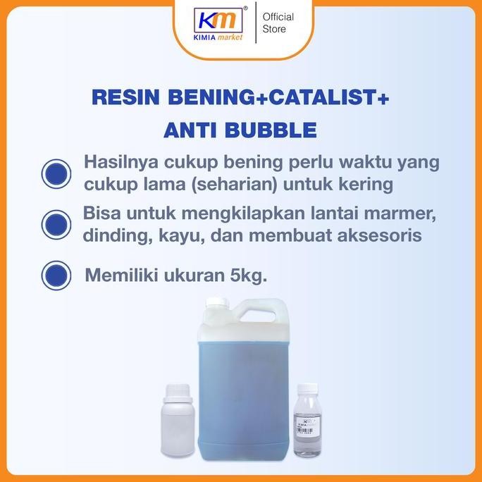 

ready !!! Resin Bening 5kg + Catalis 100ml + Anti Bubble 60ml / Resin plus katalis / Resin Penambal Bocor / Resin Serbaguna / Resin DIY Plastik