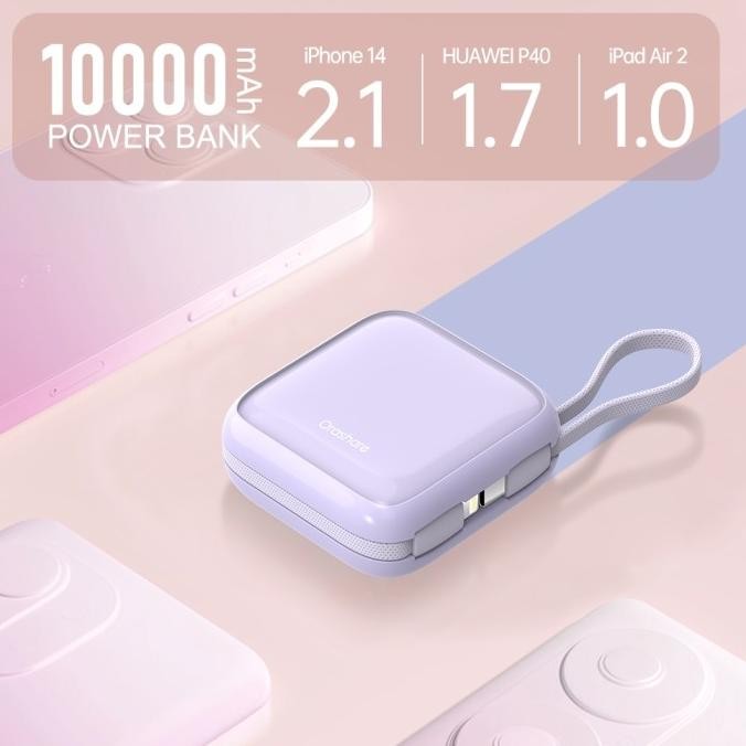 Orashare PCM10 10000mAh Super Mini Powerbank Built In Cable 22.5W Super Fast Charging