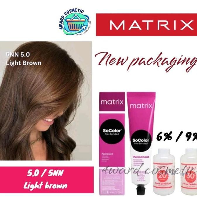 Matrix socolor 5.0/5NN light brown +oxidant pewarna rambut hair color