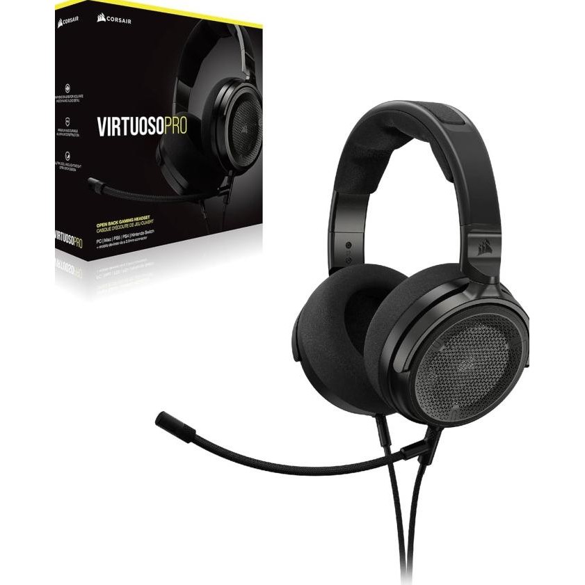 CORSAIR Virtuoso Pro Open Back 50mm Graphene 20Hz-40 kHz Unidirectional Mic Wired Gaming Headset