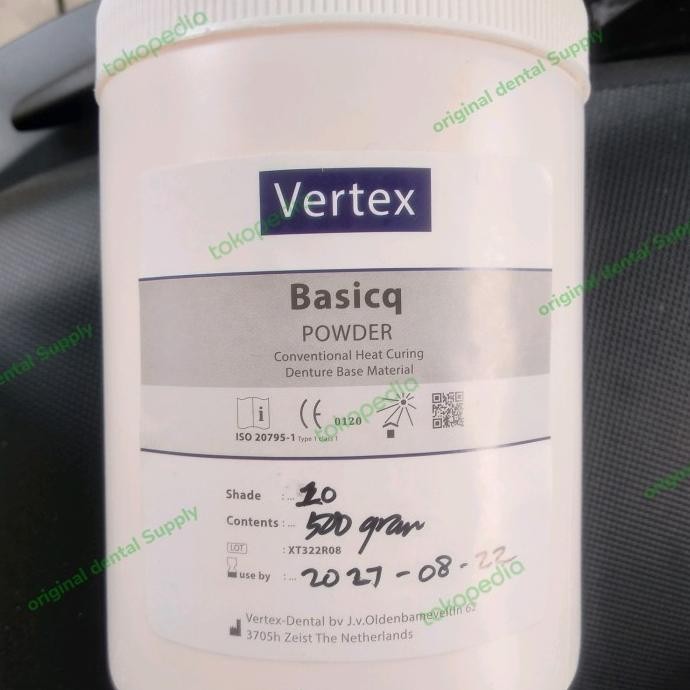 POWDER VERTEX HOT CURING 500gr / Conventional Heat Curing Denture base