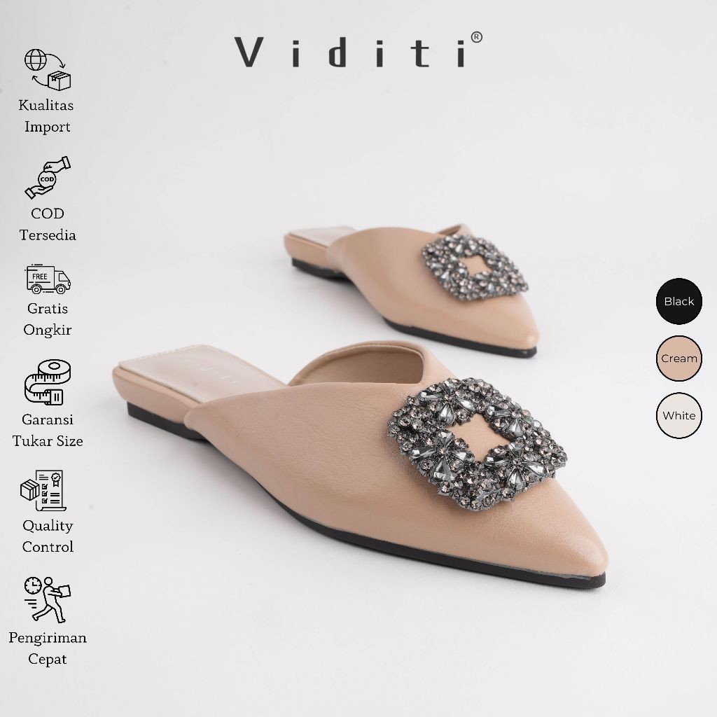 Viditi Crystal Mules | Shoes | Sepatu Import Wanita | Kerja | Kuliah | Kantor