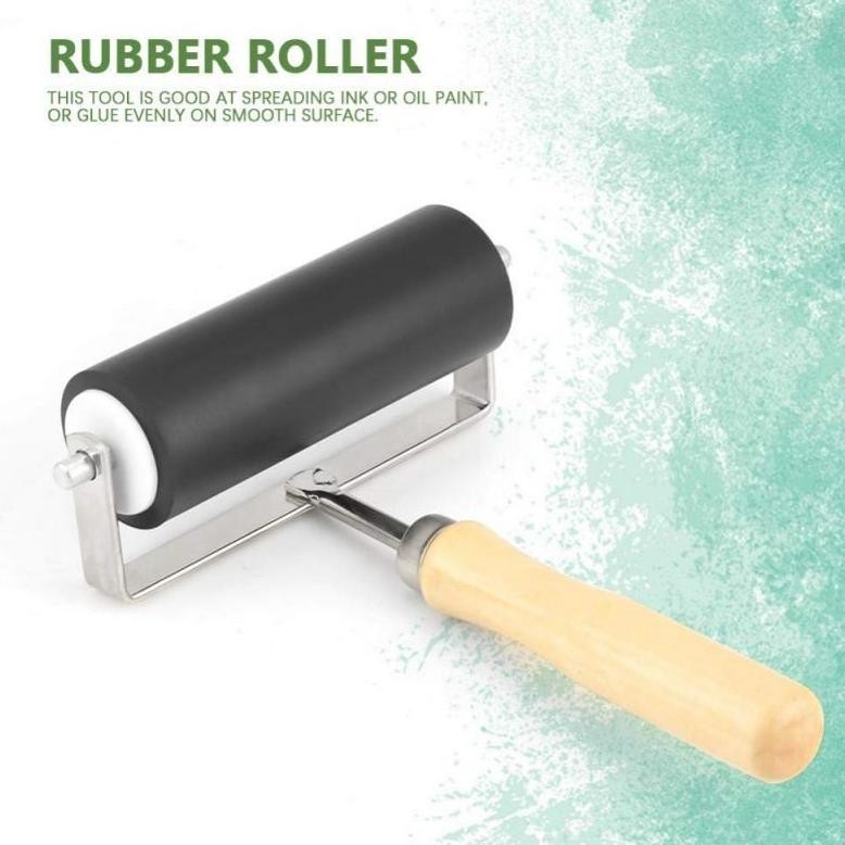 

6/10 Cm Roller Karet Hard Roll Rubber Roll Grafis Wooden Handl Untuk Printmaking