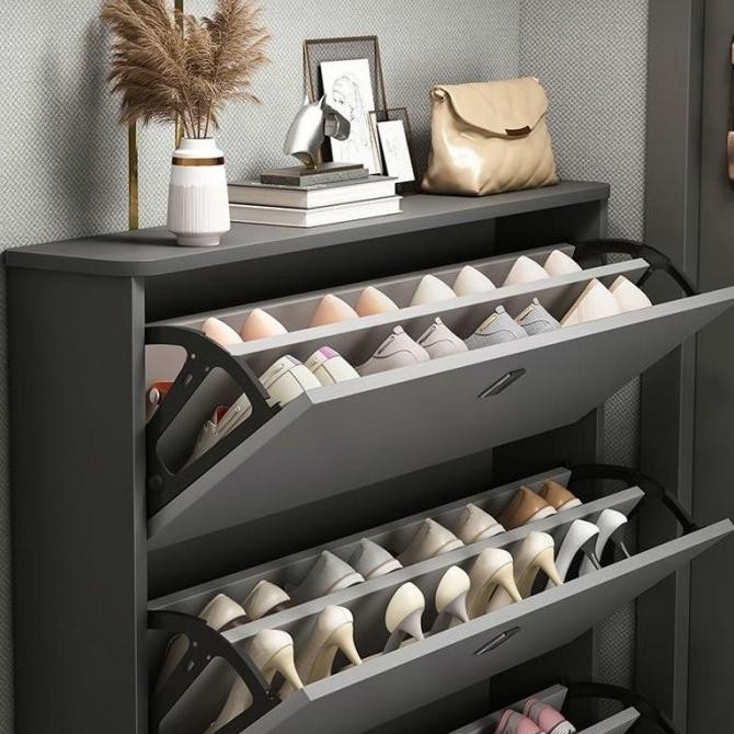 Rak Sepatu/Lemari Sepatu/Rak Sepatu Susun Tertutup/Tempat Sepatu/Shoes Cabinet/Aesthetic/Kayu/Outdoo