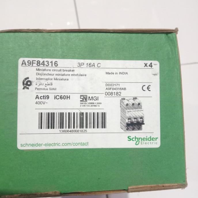 Terjangkau Mcb Ic60H C 16A 3P Schneider / Mcb 3P 16A Schneider