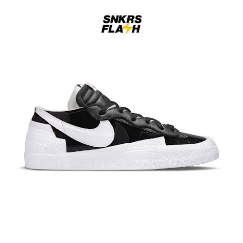 NIKE Blazer Low Sacai Patent Leather Black Sepatu Sneakers Unisex - DM6443001 - Size 38