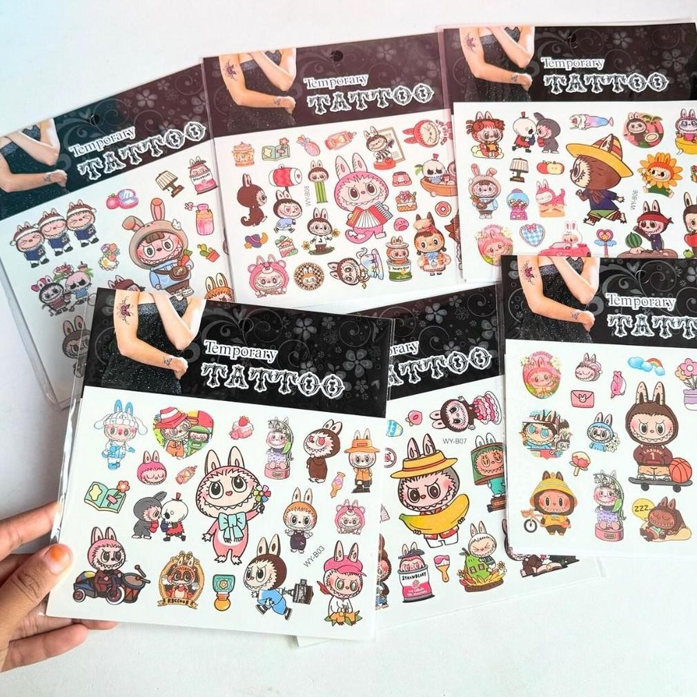 Labubu Temporary Tattoo Tato Sementara Karakter Lucu
