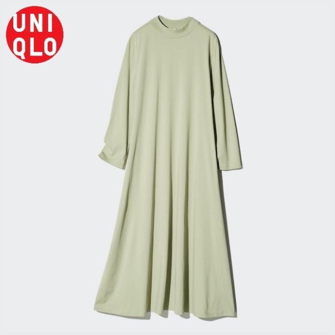 UNIQLO Dress AIRism Katun Gaun Flare Lengan Panjang Casual ORIGINAL Jastip