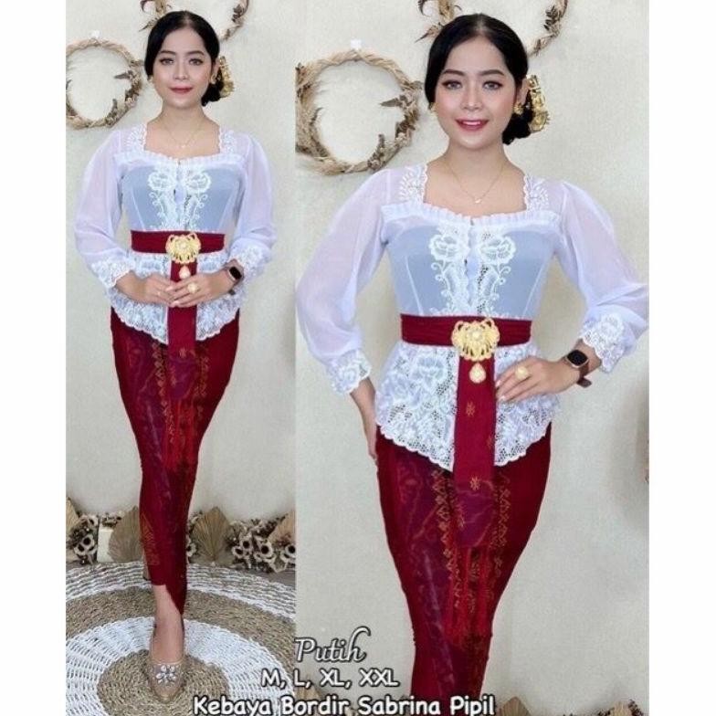 fgk-45 fx-23 Kebaya Bordir Sabrina Pipil Putih XS-4XL Termurah Hemat