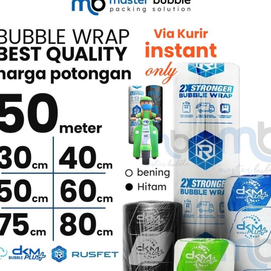 

Plati Paing Bubble Wrap Potongan Dm Bening Hitam 50Meter Pembungu Paet On