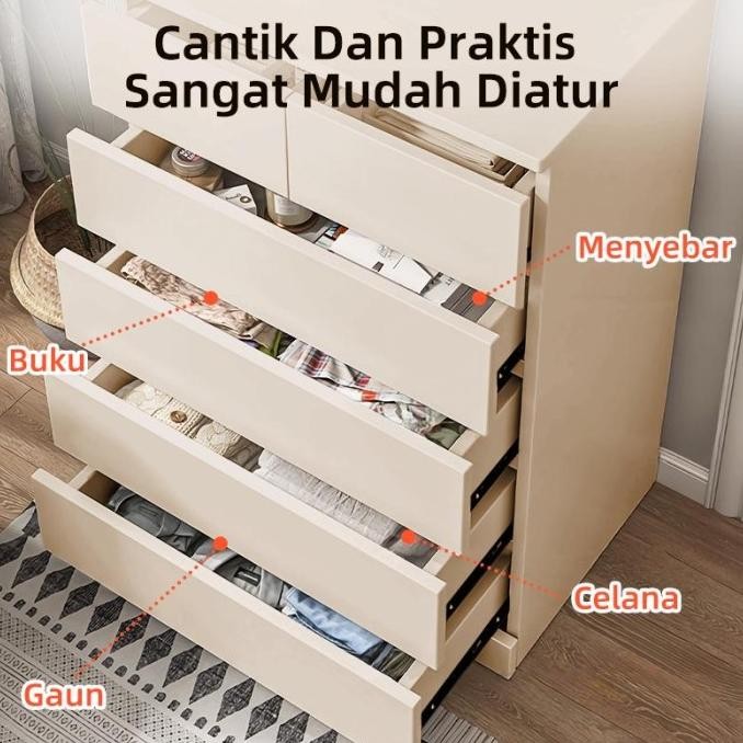 Lemari Laci Kayu/Lemari Laci Serbaguna/Laci Susun/Lemari Penyimpanan/Gaya IKEA/Estetika