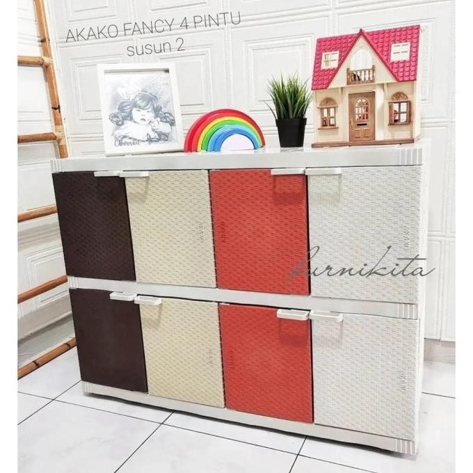 LEMARI PLASTIK SERBAGUNA AKAKO FANCY MEJA TV PLASTIK AKAKO PORTABLE