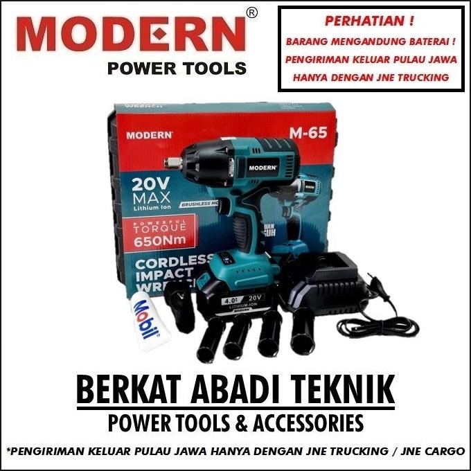 ready  MODERN M65 Mesin Bor Impact Wrench Cordless Pembuka Baut Baterai M-65 murah