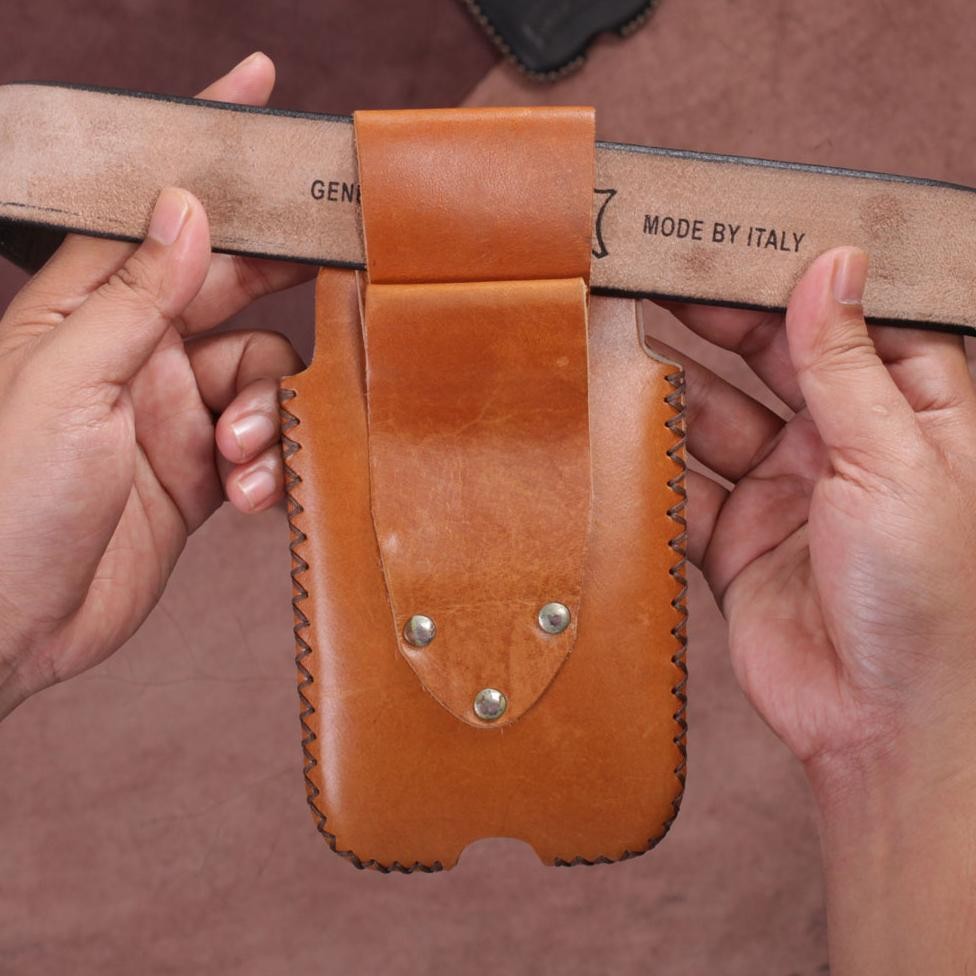 TAS PINGGANG KULIT COWOK WAISTBAG  PRIA BAHAN DARI KULIT SAPI PREMIUM PIN HARLEY DAVIDSON P001