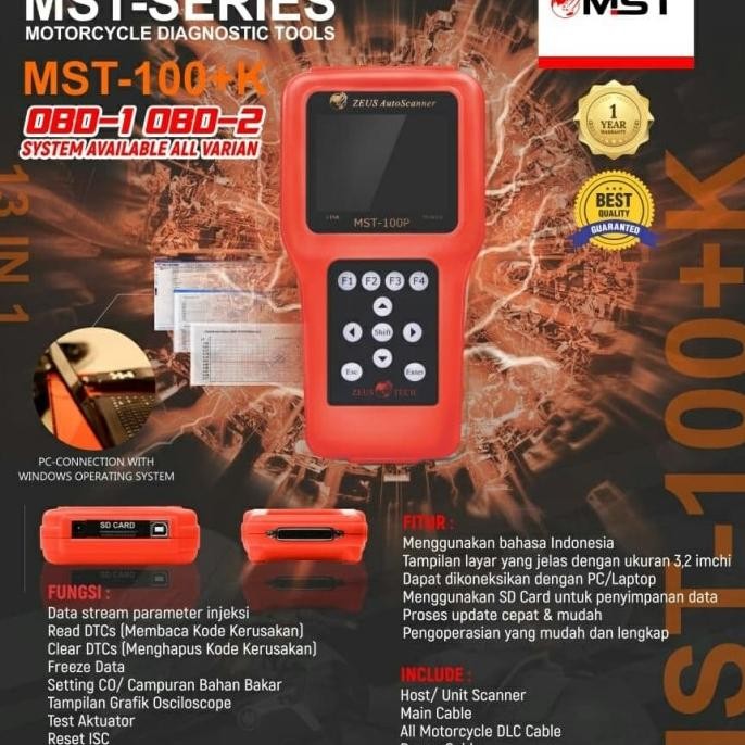 TERMURAH - Scanner Motor Zeus MST-100P Alat Service Motor Injeksi Diagnostic