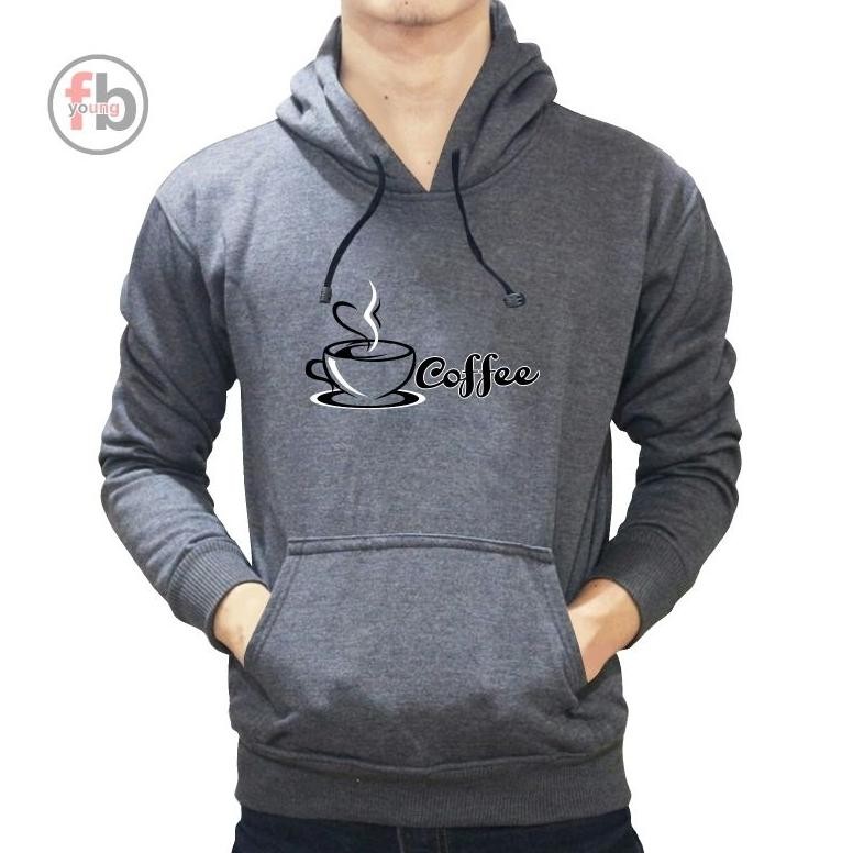 Hoodie Kaos Kupluk Pria Coffee Lengan Panjang
