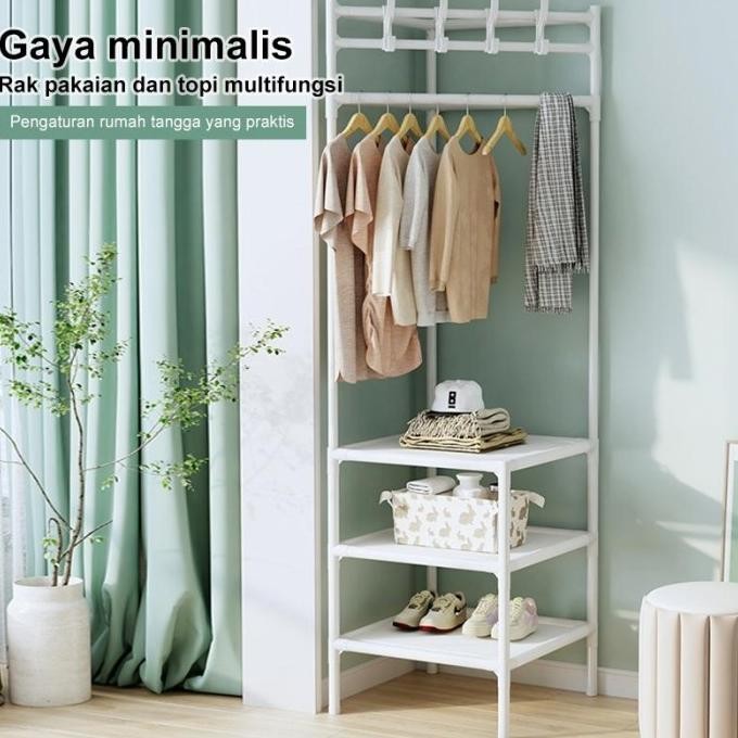Rak Baju Gantung Sudut Rak Hanger Sudut Stand Hanger Sudut Gantungan Baju Sudut 45X45X180cm