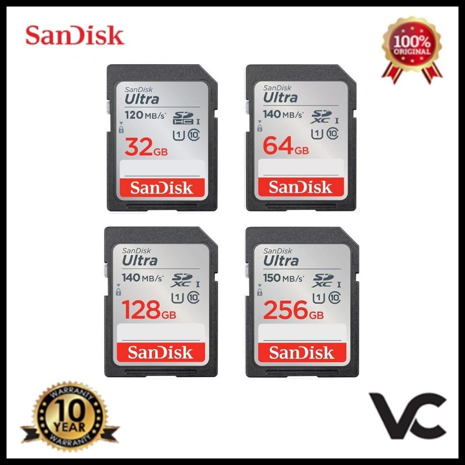 SDCARD SANDISK ULTRA 32GB 64GB 128GB 256GB SDHC SDXC MEMORY SDCARD
