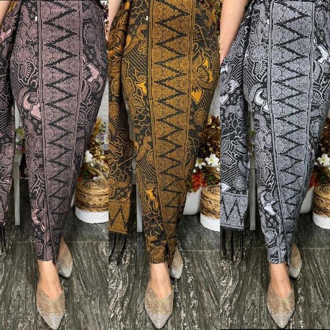 KAMEN STANDART JADI DENIM JAGUAR SET SLENDANG/BAWAHAN TRADISIONAL/KAMEN BALI WANITA PANJANG TEBAL DE