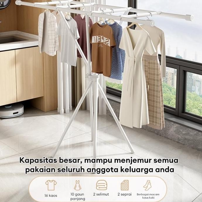 Jemuran Baju Lipat Jemuran Baju Bayi Jemuran Lipat Portable Jemuran Baju Stainless HITAM/PUTIH