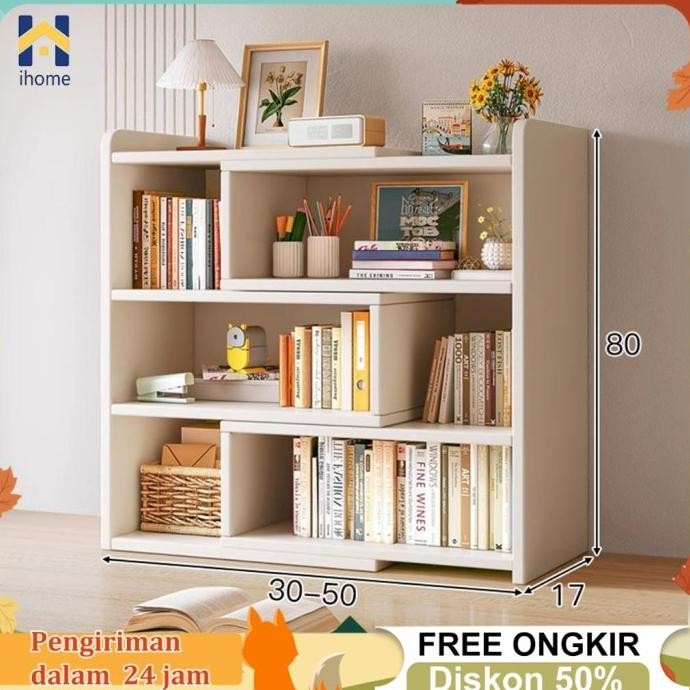 Rak Buku Organizer Rak Buku Rak Kayu Serbaguna Portable Kayu Kuat Lemari Buku Rak Multifungsi Minima