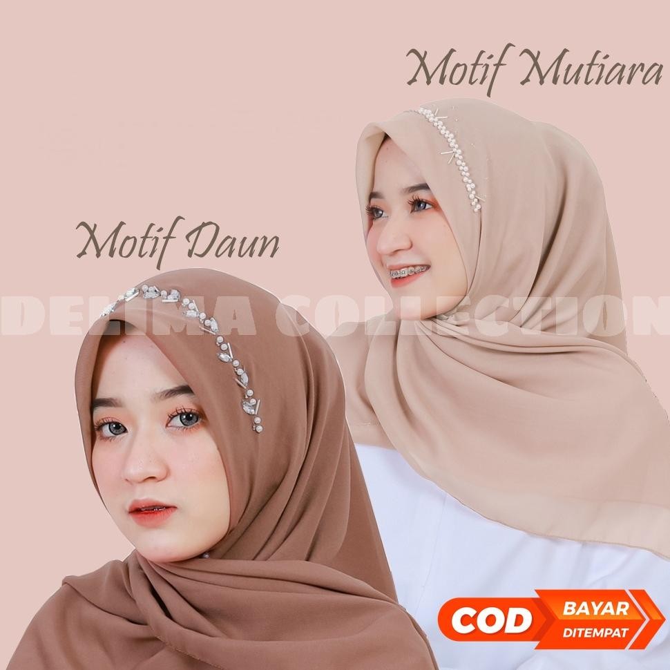 Eh76 qw-7 Jilbab Segiempat Mutiara PART 2 / Jilbab Payet Mutiara / Hijab Segiempat Pearly 2 Motif Wa