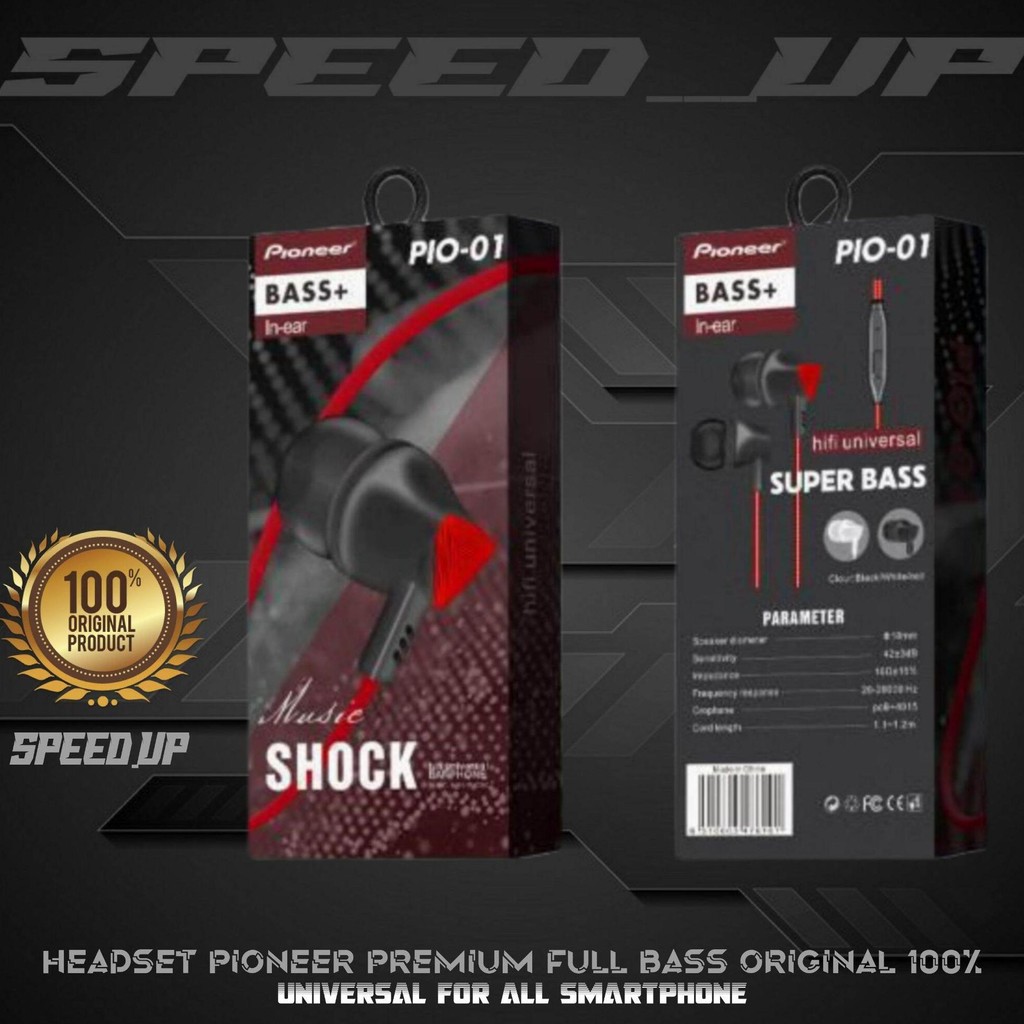 HEADSET EARPHONE HANDSFREE PIONEER SOUND FULL BASS ORIGINAL 100%