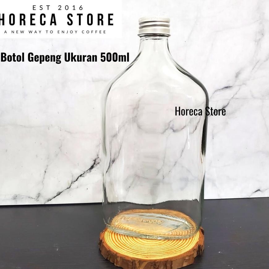 Lij-56 Botol Kopi Cold Latte Take Away 500Ml - Botol Kaca 500Ml Gepeng