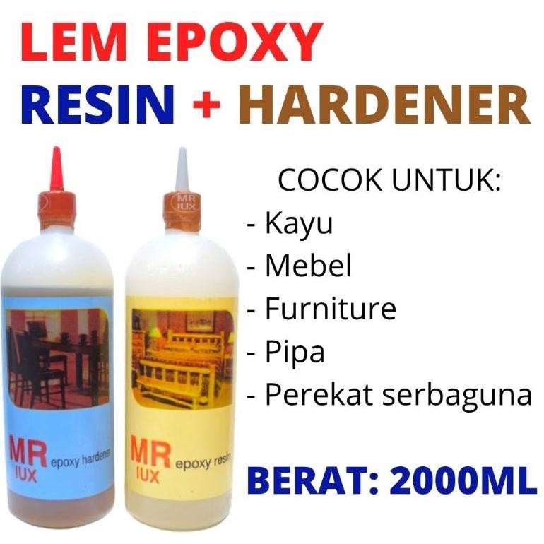 Lem EPOXY Resin Hardener MR LUX Kemasan 1 Kg Botol | Lem Epoxy 2 komponen