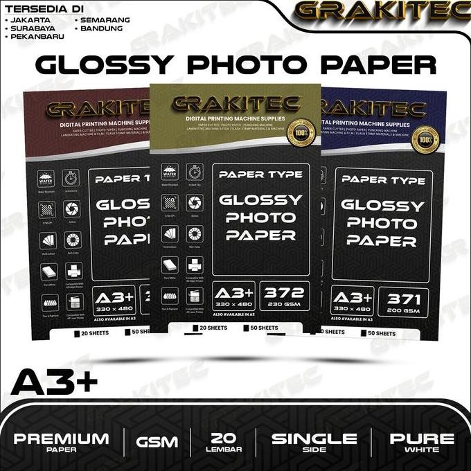 

Grakitec Kertas Foto Glossy A3 / A3+ Premium Photo Glossy Paper 260, 230, 200 Best Seller