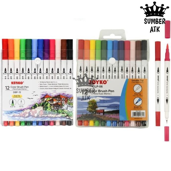 

Color Brush Pen / Pena Kuas Warna Joyko CLP-06 / 12 Warna / Color by Radhiant official