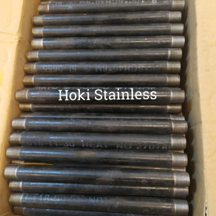 Pipa Nepel Besi Drat 1/2" Inch / Pipa Nepel Carbon Steel ( P. 58Cm) Original Dan Terlaris