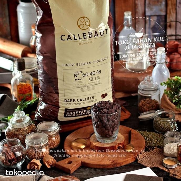 

TERSEDIA Callebaut 60% 100gr Dark Chocolate Couverture Coin Baking Cokelat 6040