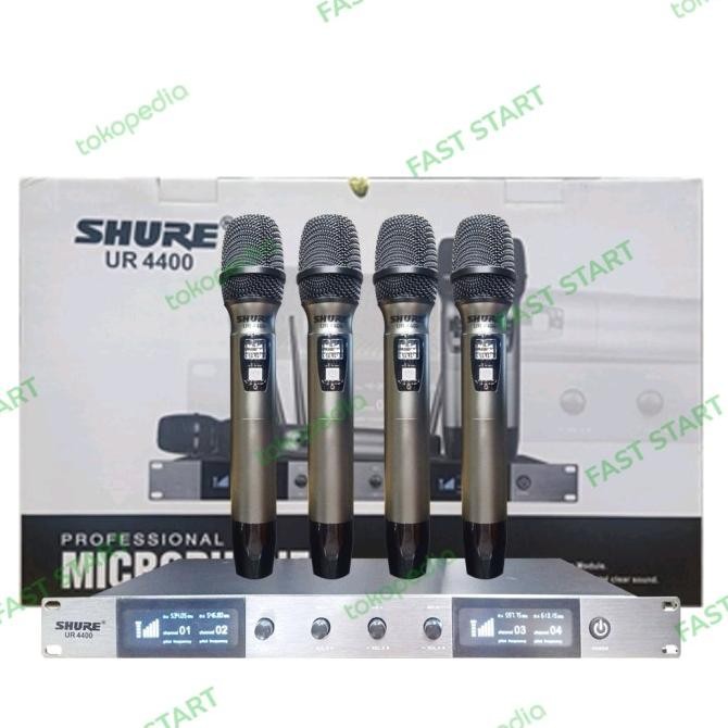 Produk Baru MIC WIRELESS 4 MIC SHURE URD 4400 4 MIC HANDHELD PEGANG GARANSI