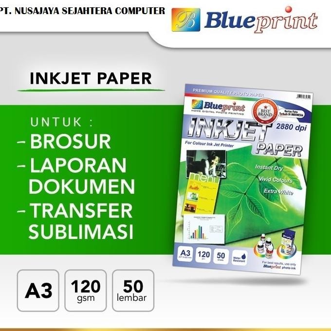

Kertas Matte , Inkjet Photo Paper Blueprint A3 120 Gsm - Isi 50 Lembar A3 Paper Promo