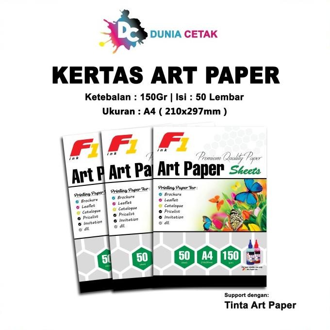 

Kertas Art Paper F1 Ink - Ukuran A4 / A3 Isi 50 Lembar 150 Gsm Promo
