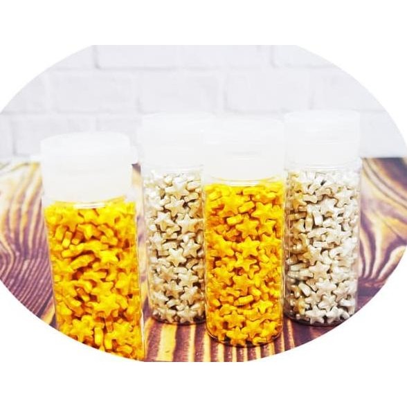 

TERSEDIA BINTANG STAR GOLD EDIBLE GLITTER SPRINKLES KUE CAKE HIASAN 25G BANYAK