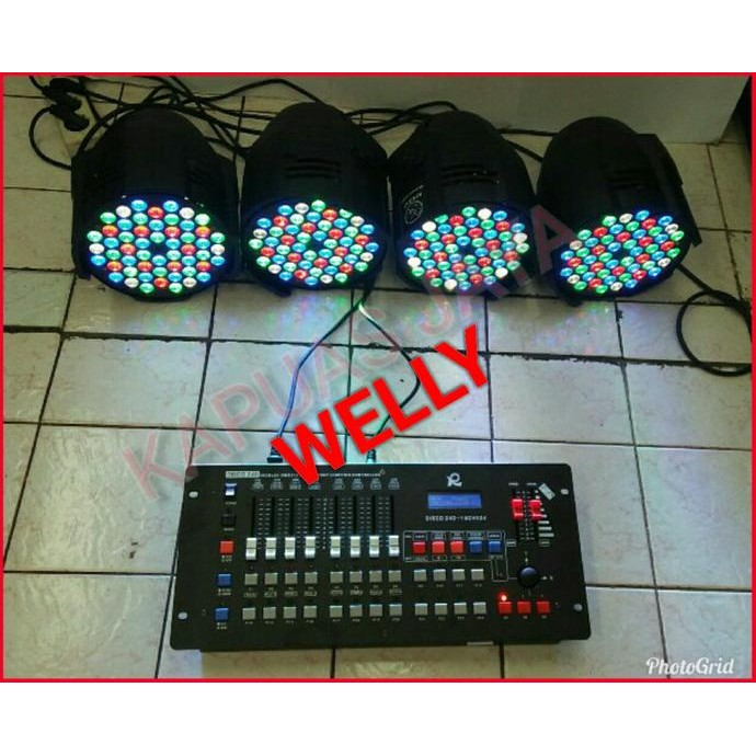Baru Paket 4 Lampu Parled 54x3W RGBW + Mixer DMX DISCO 240 REDSUN