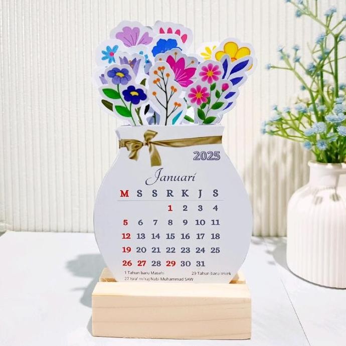 

Kalender Meja Mini Aesthetic 2025 Calender Blooming Flowers murah