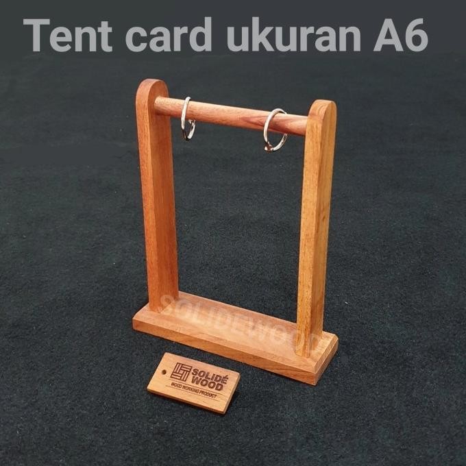 

Tentcard A6 tempat dudukan menu holder kayu nomer meja tent card murah